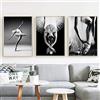 MhY Stampe Immagini Stile Nordico Ballerino di Danza Classica Poster Modulare Nero più Bianco Pittura Tela Fresh Home Wall Art Soggiorno Decor 30cm x40cm x3p No Frame
