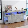Lexiou 140 x 40 x 70 cm, colore cemento, armadio laterale lucido, con luce LED, ampia credenza, armadio laterale in vetro temperato con 3 scomparti (grigio)