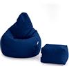 Loft 25 Poltrona Da Gamer Bean Bag | Seduta A Sacco Per Esterni E Interni | Resistente All'acqua | Design Ergonomico Per Il Supporto Del Corpo (Navy, Set di sacchi di fagioli)