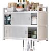 PEBFHSQW pensile Portaspezie Da Parete 3 Ripiani In Acciaio Inox Per Cucina Mobiletto Parete Con Ante Scorrevoli Mensola Organizer Per Camera Da Letto Bagno Grande Capacità Facile Da Pulire(60*35*90cm)