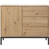 Calicosy Casâme Comò 1 Porta 3 Cassetti Decorazione Rovere - L90 x H80 cm