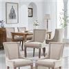 FINTHOMING Set Sedie Sala da Pranzo 6, Sedie Cucina Set da 6, Sedie Imbottita Morbida in Tessuto Chenille Spesso con Gambe in Legno Massello, Decorazione con Borchie in Bronzo, Capacità di Carico 150 Kg