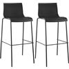 CLP Set di 2 sgabelli da bar Hover, ergonomici con schienale e poggiapiedi, seduta in plastica, telaio in metallo robusto, impilabili | Colore nero Colore del telaio nero