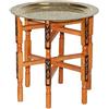 Casa Moro | Tavolo da tè orientale Tavolino da tè marocchino Karam 60 con vassoio in ottone Ø 60 cm | tavolo pieghevole in legno con vassoio di servizio colore oro | TA6063