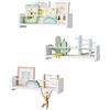 WOLTU Set di 3 Scaffali Galleggianti, Scaffali da Parete in Legno | Porta Libri e Giocattoli, Libreria Sospesa in Pino e MDF, Bianco