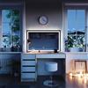 Vicco Tavolo da toeletta Sherry, Bianco/Sonoma, 120 cm con specchio LED e sgabello, con illuminazione LED e sgabello imbottito