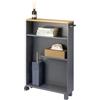 eluno Carrello da bagno per nicchia da cucina, carrello da cucina, organizer da bagno a 3 livelli, in legno (Grigio-legno)