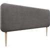 DHOME Testiera Imbottita Liscia Arrotondata in Lino Naturale con Gambe per Parete Acustica Testate Letto Fonoassorbenti Camera da Letto (Grigio Scuro, 140cm)