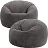 icon Classico Poltrona Sacco, Grigio Scuro, Set da 2, Velluto a Coste, Pouf Poltrona con Riempimento Incluso, Pouf Sacco, Camera da Letto, Soggiorno, Mobili Soggiorno