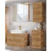 Lomadox Set di mobili da bagno con lavabo da 80 cm e armadietto con specchio a LED, effetto quercia, ca. 130 x 200 x 46 cm