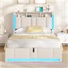 AOGLLATI Letto Singolo con Contenitore 90x200 cm, Beige
