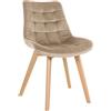 CLP Brook Chair I Sedia da pranzo con motivo trapuntato su rivestimento in velluto I Struttura in legno a quattro piedi, Colore:marrone