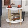 [en.casa] Tavolino Rotondo da Salotto con 2 Piani di Appoggio e Gambe Cilindriche Tavolino da Caffè Tavolo Basso da Divano Design Compatto 49xØ42 cm Bianco