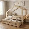 Need Sleep NeedSleep® Casetta Con Letto Estraibile | Castello in Legno per 2 Bambini | Singolo Montessoriano a Scomparsa (200x90/180x90, Asimmetrico)