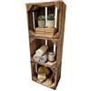 Teramico Scatole in legno vintage, 40 x 30 x 25 cm, fiammate, set da 3 pezzi da 22 cm