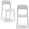 REDÒKASA Set 2 sedie in polipropilene KATE, impilabile, resistente ai raggi UV, design moderno, ideale per sala da pranzo, cucina, sala d'attesa, bar, ristoranti o da esterno (Bianco, 2)