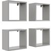 KUBUTKU Set di 4 libreria da parete moderne 30 x 33 x 18 cm quadrate mensole da muro design per soggiorno camera da letto ufficio e cucina (grigio)