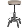 CLP Sgabello Destin in Ecopelle I Sgabello Imbottito Regolabile in Altezza I Sgabello Imbottito di Design Industriale, Colore:Antico Argento