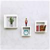Lupia - Mensole da Muro Design Moderne a cubo KUBI Set 3 Pezzi QUADRATE in Legno Bianco modulo scaffale da Parete 30x30-25x25-20x20 P. 9 cm