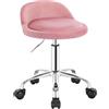 WOLTU Sgabelli con Ruote Regolabile, in Altezza per Estetista Parrucchiere Tattoo Studio Salone Sedia Girevole in Velluto, Sedia da trucco, Rosa BS127rs