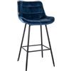 CLP Sgabello Bar Weston Con Motivo Trapuntato I Struttura In Metallo Con Poggiapiedi I Rivestimento In Velluto O Ecopelle, Colore:blu, Materiale:Velluto
