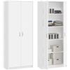 KUBUTKU Armadio da ufficio Armadietto multiuso con 2 ante e 5 scomparti, 180 x 74 x 35 cm, bianco