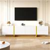 Lexiou Mobile TV da 190 cm, 3 ante, 2 cassetti, con venature in oro e legno (bianco+oro)