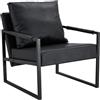 SanBouSi Poltrona lounge in ecopelle morbida imbottita con struttura in metallo, comoda poltrona relax e poltrona TV, design facile da pulire, per soggiorno e camera da letto, colore nero