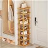 Shienfir Scarpiera verticale, organizer alto e stretto a 5/7/8 ripiani, per piccoli spazi, elegante scarpiera in legno per ingresso, angolo porta, scaffale salvaspazio a torre (XL-8 livelli)