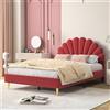 KOOPMAD Letto Bambino Imbottito 140x200 cm, Letto Principessa, Letti Doppi con Testata e Rete a Doghe, Letti per Bambini e Adulti, in Velluto, senza Materasso (Rosso, 140x200 cm)
