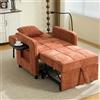 VIVCA Poltrona letto due in uno, divano letto singolo, poltrona in ciniglia (con cuscini e tasche laterali), con un piccolo tavolino da un lato e una custodia sull'altro,complessa.