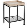 tectake® Tavolino Salotto 41,5x41x56cm, Tavolino Salotto o Divano, Tavolo Vassoio, Tavolinetto con 2 Ripiani di cui 1 in Rete, per Libri e Bevande, Soggiorno, Casa, Ufficio - Legno Industriale Chiaro