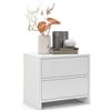 regalik Comodino Pari con due cassetti 50x45x35 cm - Comodino da Notte Design Moderno in Bianco