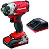 Einhell 4510020 Te-Ci 18 Li Kit Avvitatore a Impulsi a Batteria, Power X-Change (Ioni di Litio, 140 Nm, 3 Luci LED, Valigetta), 18V, Con Batteria Da 1.5Ah e Caricabatteria