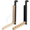 RANJIMA 2 ganci per porta, pieghevoli, da appendere, pieghevoli, senza forature, con 6 scanalature per ganci, in metallo e legno, per porta sotto 2 cm