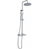 VALAZ Colonna Doccia con Miscelatore | Colonna Doccia con Soffione e Doccetta | Termostatica, Barra Regolabile, Installazione Facile e Veloce | Acciaio Inox, Rotonda, Cromata, Serie Ebro