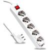 V-TAC Ciabatta Multipresa Elettrica con Interruttore e Cavo da 1,5 Metri - 5 Prese 10/16A Bipasso + Shuko - Spina 16A - Presa Elettrica per Casa, Ufficio, Negozio - Colore Bianco