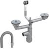 LAXARA Flexlok Sifone telescopico per lavelli da cucina con risparmio di spazio / Lavelli universali con flessibilità e filtro in plastica riciclata con copertura magnetica (Flexlok 2 lavelli senza