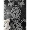Newroom Tapete Schwarz Vlies Barock Ornamente - Vintage Glitzer Damast Mustertapete für Wohnzimmer Schlafzimmer