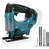 WingFly Seghetto alternativo senza fili compatibile con batteria Makita 18 V, 500 W utensile da taglio senza spazzole, 3500 giri/min, tagli smussati di 45°, 6 lame per seghetto alternativo per legno, PVC