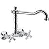 Schläfer 3460112 | Rubinetto Lavello Cucina a Muro con 2 Manopole Stile Antico, Canna Girevole Universale a U da 200mm, Risparmio Acqua, Finitura Cromata, Design Vintage