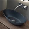 Mai & Mai Lavabo da Appoggio 62.5x34.5x17.5cm, Lavandino Bagno Ovale Colossum807 Lavabo da Marmo Fuso, Antracite Opaco
