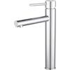 VALAZ Rubinetto Lavabo Alto Cromato Tondo Serie Nansa | Rubinetto da lavabo alto per lavabo da appoggio, miscelatore monocomando, apertura a freddo, ottone e acciaio inox