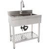 Ecoggeder Lavando in acciaio inossidabile a libera installazione, lavello singolo lavello da cucina rettangolare con piedistallo, lavello mobile per cucina, garage, esterno (90x50x80 cm)