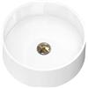 doporro Lavabo da Appoggio, Lavandino Bagno 40x40x15cm, Lavabo Tondo da Minerale Fuso Colossum804, Bianco Lucido