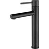 VALAZ Rubinetto Bagno Lavabo Alto Nero Opaco | Apertura a Freddo, Miscelatore Lavabo Bagno Acqua Fredda e Calda, Risparmio Acqua | Installazione Facile | Ottone, Inossidabile, Elegante, Serie Nansa