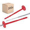 PROTEKTOR Tasselli isolanti 200 pezzi Ø10x260mm con chiodo in acciaio per ETICS e per il fissaggio dell'isolamento delle facciate, tasselli antiurto certificati ETA tasselli termici