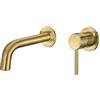 VALAZ Rubinetto Bagno Lavabo a Muro Oro Opaco | Miscelatore Lavabo Bagno Acqua Fredda e Calda, Risparmio Acqua | Installazione Facile | Ottone, Inossidabile, Elegante, Becco 15cm, Serie Deva