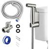 VEIZIBEE Doccino per Bidet Doccetta Bidet per WC in Acciaio Inox, Idroscopino per WC con Tubo Flessibile 1,5m e Supporto, Kit Idroscopino per Igiene Personale e Animali Domestici (Acciaio)