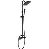 Cinwiny Sistema doccia a parete per esterni, nero opaco, 15,2 cm, soffione quadrato a pioggia con doccetta a doppia croce con barra di scorrimento regolabile, kit doccia a vista a due funzioni